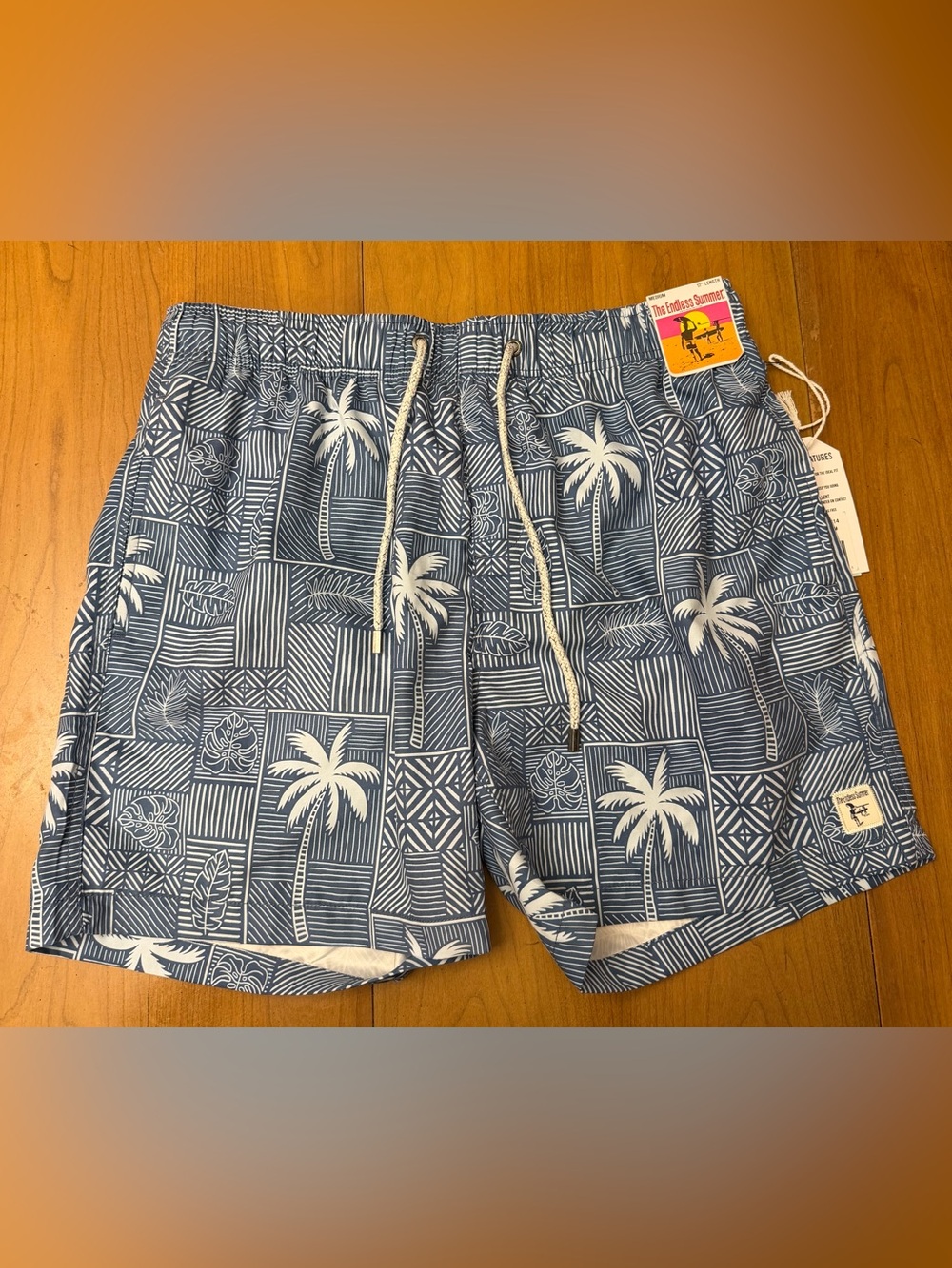 NWT The Endless Summer Palm Print Volley Swim Trunks | Coastal Surf Travel | M